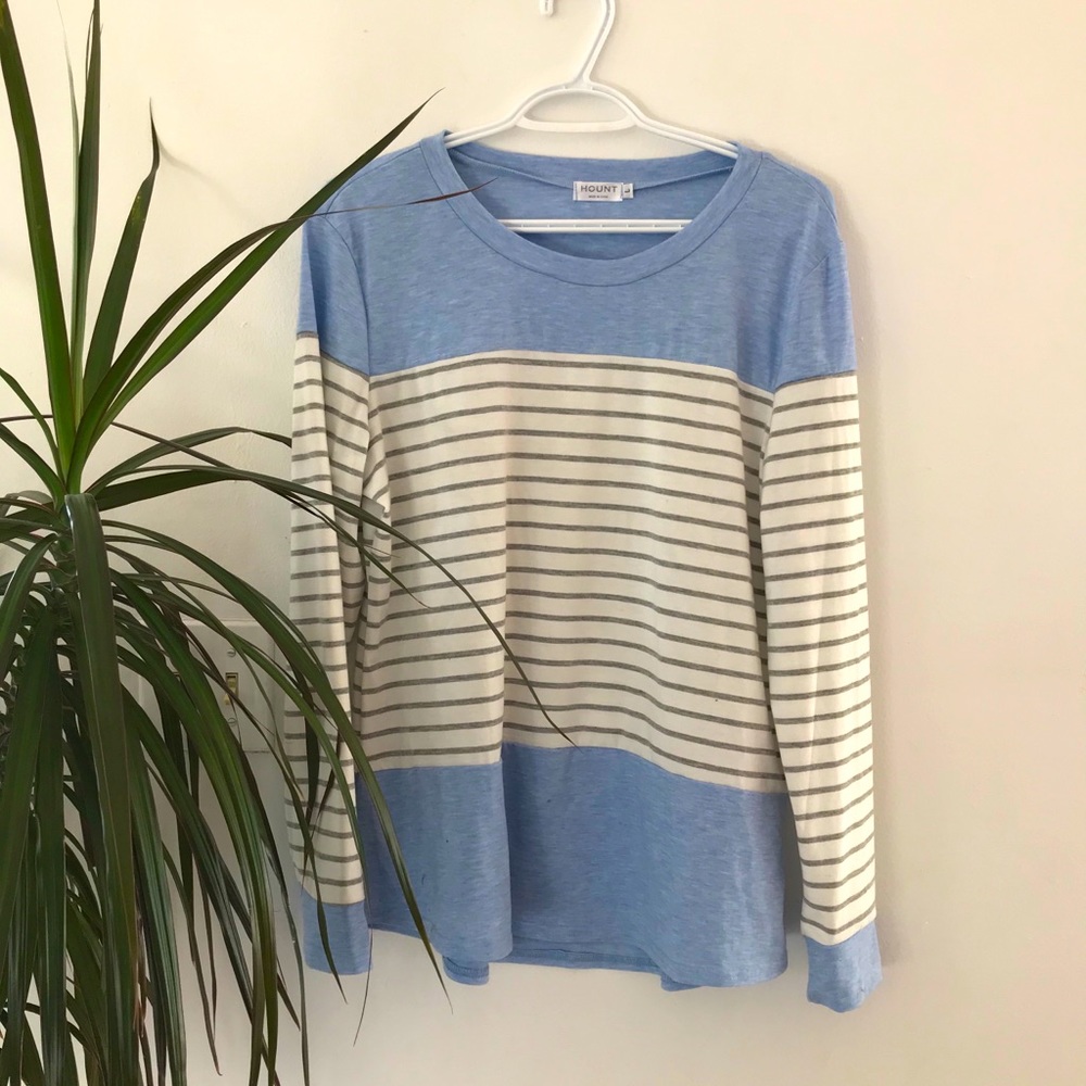 Hount Blue and white stripped blouse.